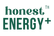 Logo of 'honest ENERGY+' with a green color scheme on a white background