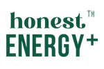 Logo of 'honest ENERGY+' with a green color scheme on a white background